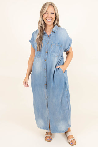 When In Doubt - Maxi Dress With Chambray Shirt - My Style Vita
